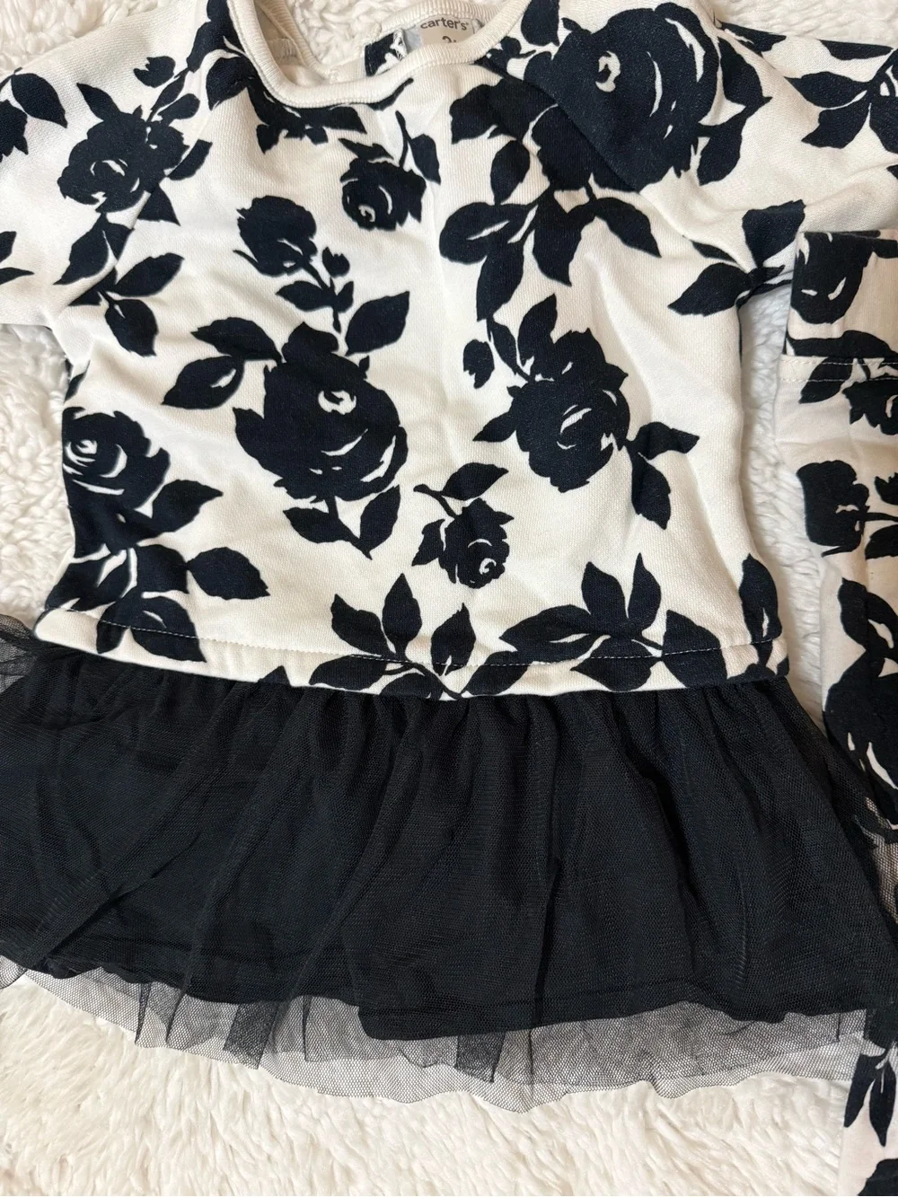Carter's Black and White Floral Tutu Legging Set